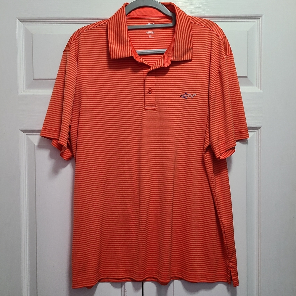 Greg Norman Collection Orange Striped Polo Shirt